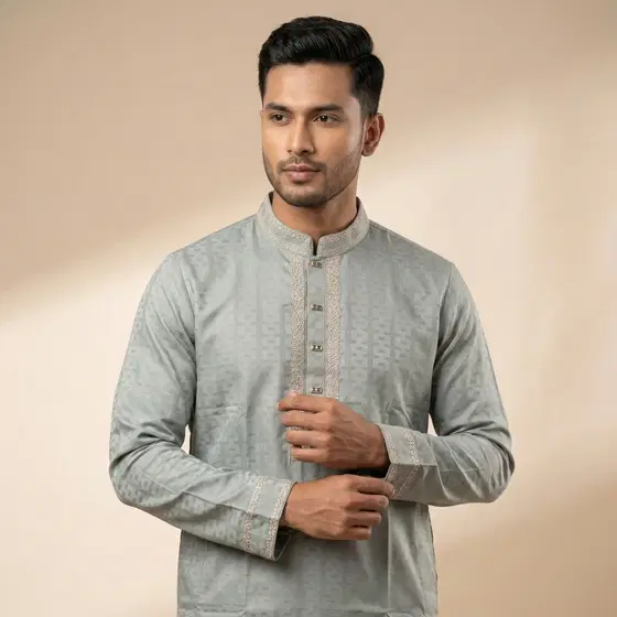 Dark Olive Cotton Panjabi