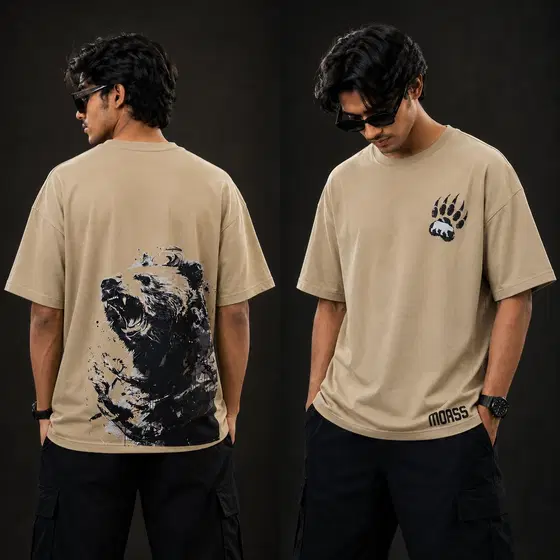 Bear Print Drop Shoulder