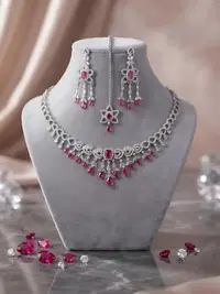 Ruby ​​Accents Diamond Cut Necklace 