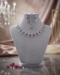 Premium Ruby Accent Diamond Cut Necklace